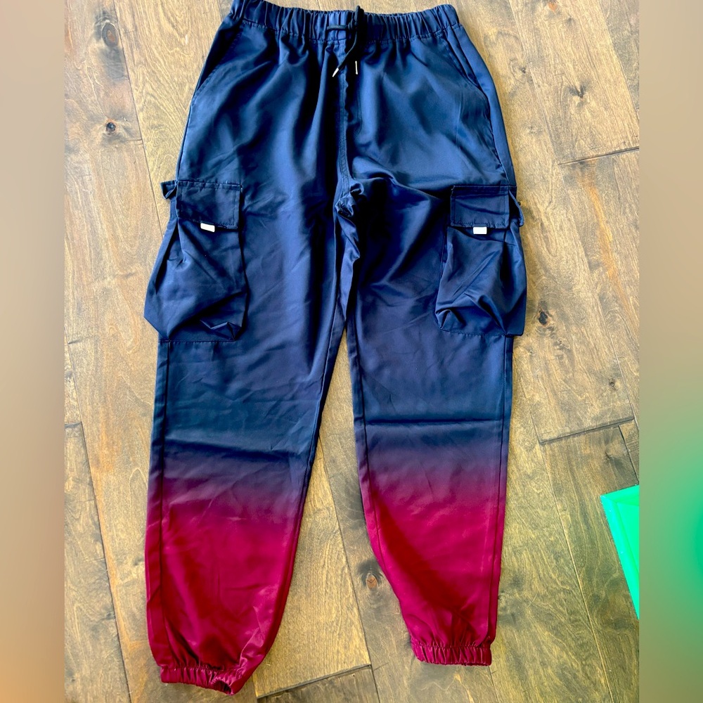 Black and Red Ombre Cargo Pants never been worn